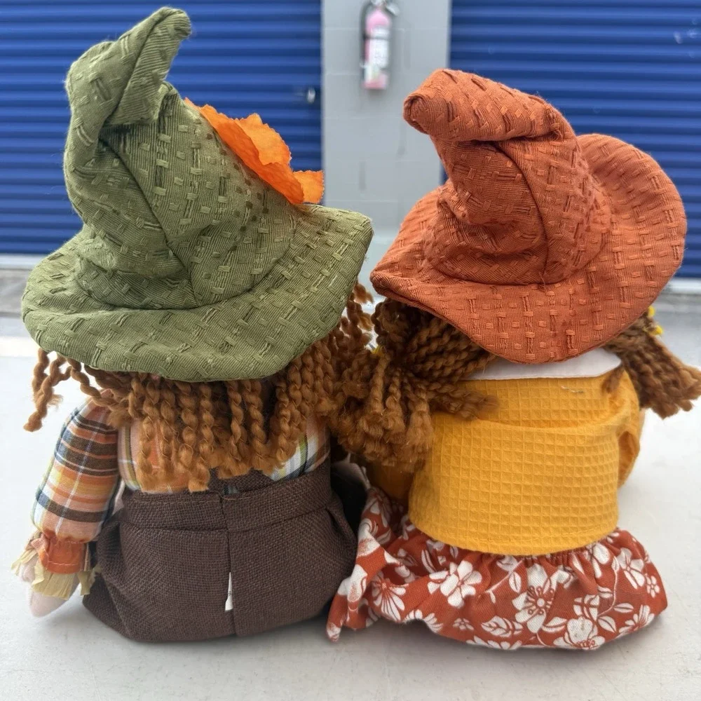 Scarecrow Fall Autumn Attire Shelf Sitters Boy and Girl Hobby Lobby Set Of 2